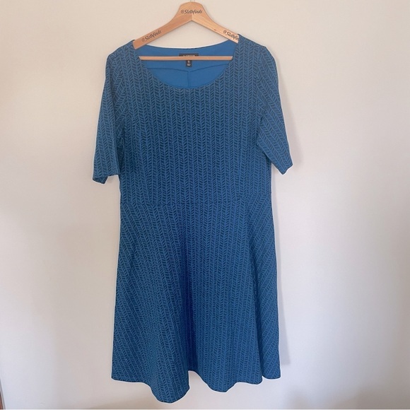 Lands' End Women's Blue Geometric Pattern Fit & Flare Dress Size XL (18) - Picture 7 of 7